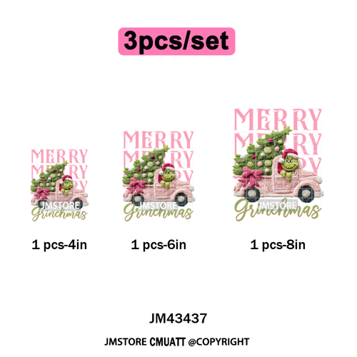 Cartoon Movie Characters Faux Yarn Crochet Christmas Holiday Iron on Washable DTF Transfers Stickers Ready to Press for Textiles