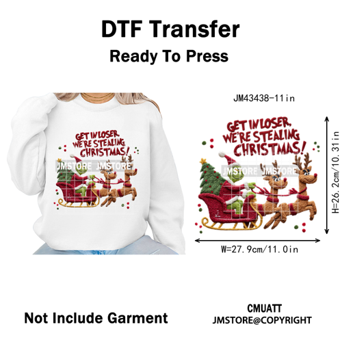 Cartoon Movie Characters Faux Yarn Crochet Christmas Holiday Iron on Washable DTF Transfers Stickers Ready to Press for Textiles