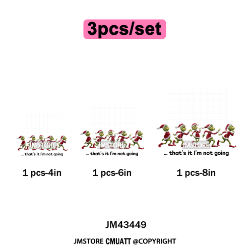 Cute Faux Yarn Merry Christmas Cartoon Green Guy Santa Xmas Iron on Washable DTF Transfers Stickers Ready to Press for Hoodies