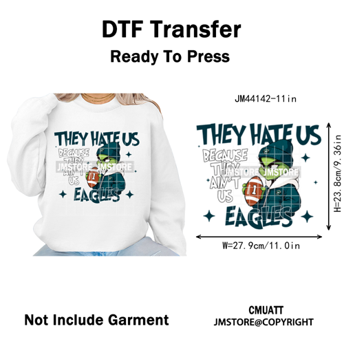 Football They Hate Us Because They Ain't Us Game Day Sports Fan Iron on DTF Heat Transfers Stickers Ready to Press for Clothing