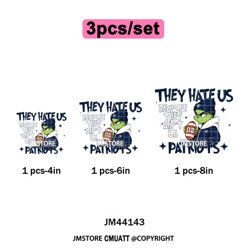 Football They Hate Us Because They Ain't Us Game Day Sports Fan Iron on DTF Heat Transfers Stickers Ready to Press for Clothing