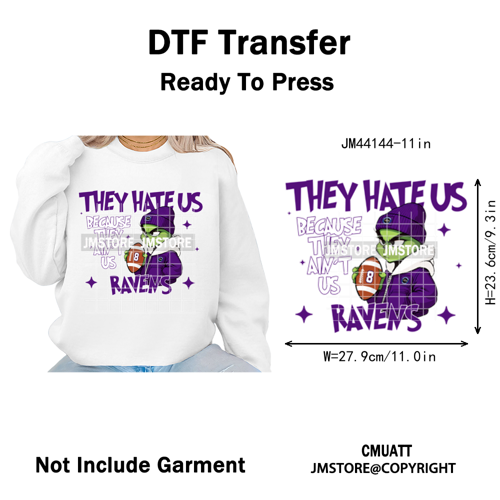 Football They Hate Us Because They Ain't Us Game Day Sports Fan Iron on DTF Heat Transfers Stickers Ready to Press for Clothing
