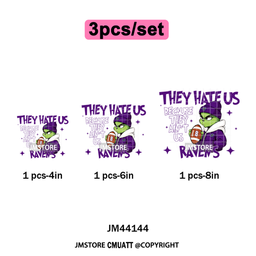 Football They Hate Us Because They Ain't Us Game Day Sports Fan Iron on DTF Heat Transfers Stickers Ready to Press for Clothing