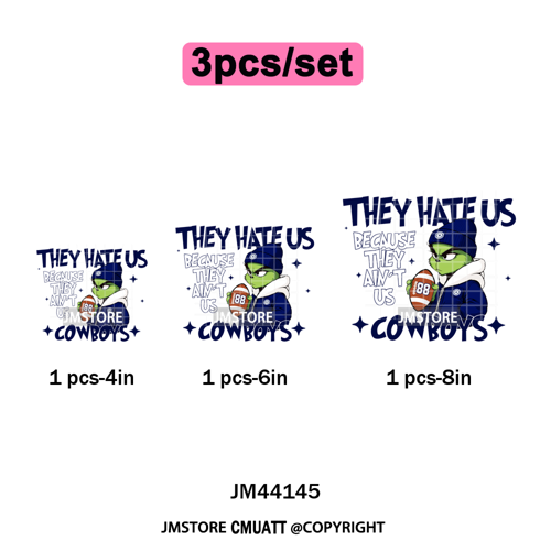 Football They Hate Us Because They Ain't Us Game Day Sports Fan Iron on DTF Heat Transfers Stickers Ready to Press for Clothing