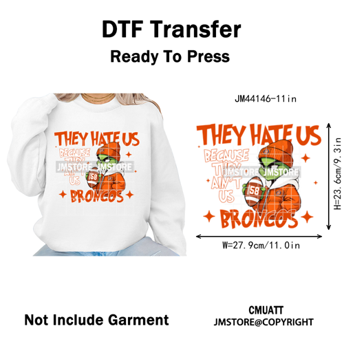 Football They Hate Us Because They Ain't Us Game Day Sports Fan Iron on DTF Heat Transfers Stickers Ready to Press for Clothing