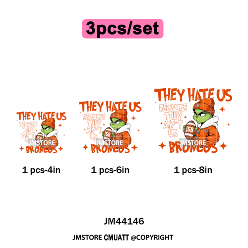 Football They Hate Us Because They Ain't Us Game Day Sports Fan Iron on DTF Heat Transfers Stickers Ready to Press for Clothing