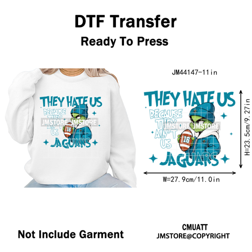 Football They Hate Us Because They Ain't Us Game Day Sports Fan Iron on DTF Heat Transfers Stickers Ready to Press for Clothing