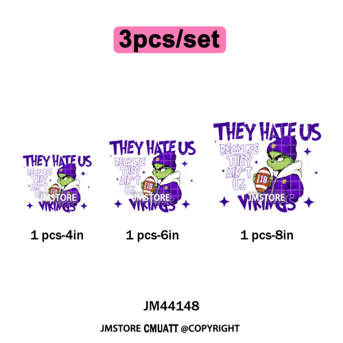 Football They Hate Us Because They Ain't Us Game Day Sports Fan Iron on DTF Heat Transfers Stickers Ready to Press for Clothing