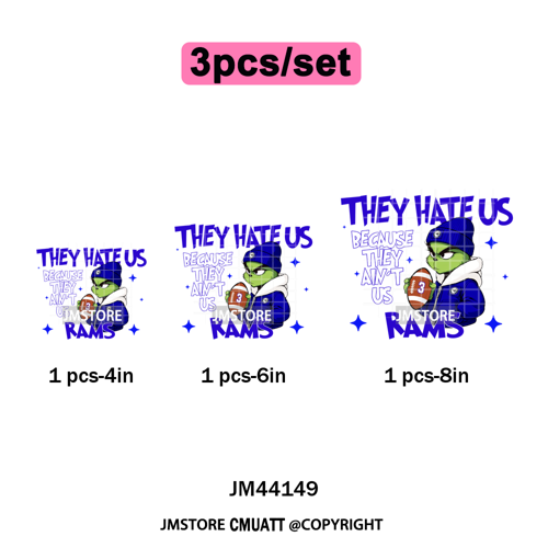 Football They Hate Us Because They Ain't Us Game Day Sports Fan Iron on DTF Heat Transfers Stickers Ready to Press for Clothing