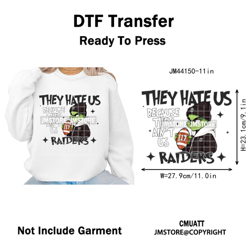 Football They Hate Us Because They Ain't Us Game Day Sports Fan Iron on DTF Heat Transfers Stickers Ready to Press for Clothing
