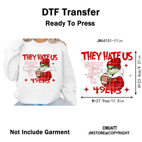 Football They Hate Us Because They Ain't Us Game Day Sports Fan Iron on DTF Heat Transfers Stickers Ready to Press for Clothing