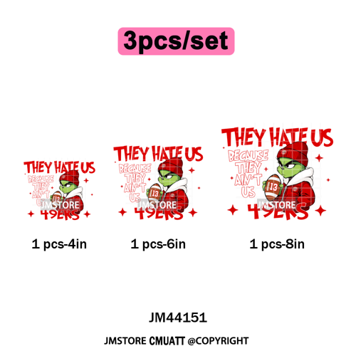Football They Hate Us Because They Ain't Us Game Day Sports Fan Iron on DTF Heat Transfers Stickers Ready to Press for Clothing