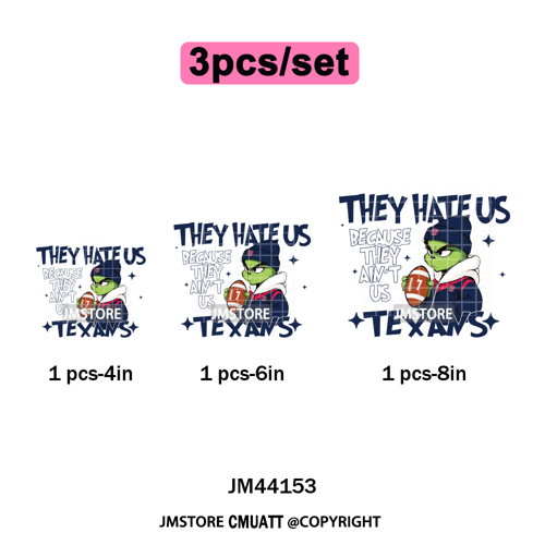 Football They Hate Us Because They Ain't Us Game Day Sports Fan Iron on DTF Heat Transfers Stickers Ready to Press for Clothing