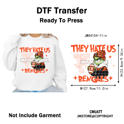 Football They Hate Us Because They Ain't Us Game Day Sports Fan Iron on DTF Heat Transfers Stickers Ready to Press for Clothing