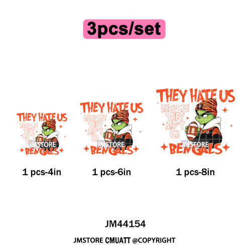 Football They Hate Us Because They Ain't Us Game Day Sports Fan Iron on DTF Heat Transfers Stickers Ready to Press for Clothing