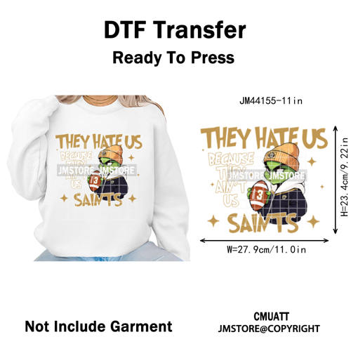 Football They Hate Us Because They Ain't Us Game Day Sports Fan Iron on DTF Heat Transfers Stickers Ready to Press for Clothing