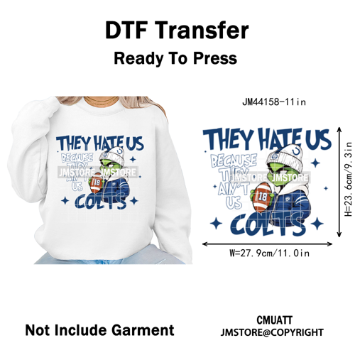 Football They Hate Us Because They Ain't Us Game Day Sports Fan Iron on DTF Heat Transfers Stickers Ready to Press for Clothing