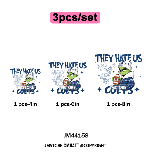 Football They Hate Us Because They Ain't Us Game Day Sports Fan Iron on DTF Heat Transfers Stickers Ready to Press for Clothing