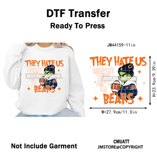 Football They Hate Us Because They Ain't Us Game Day Sports Fan Iron on DTF Heat Transfers Stickers Ready to Press for Clothing
