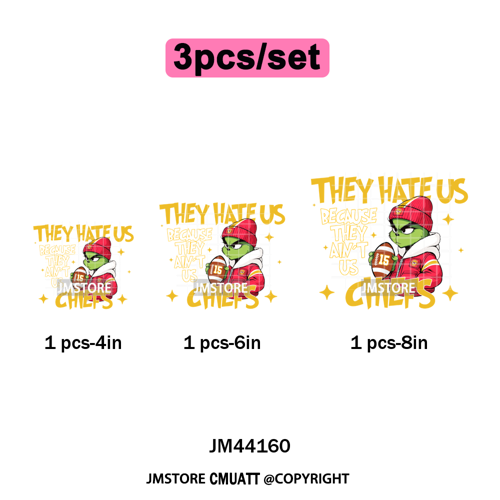 Football They Hate Us Because They Ain't Us Game Day Sports Fan Iron on DTF Heat Transfers Stickers Ready to Press for Clothing