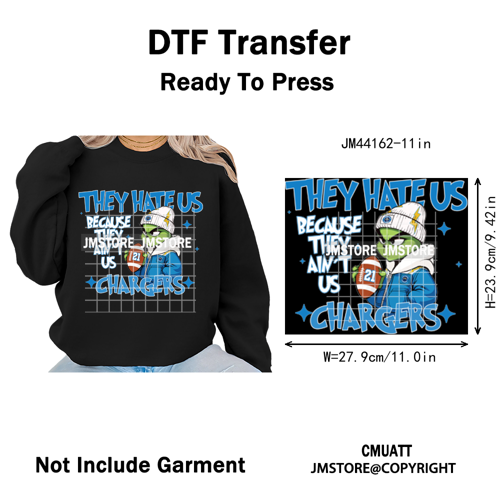 Football They Hate Us Because They Ain't Us Game Day Sports Fan Iron on DTF Heat Transfers Stickers Ready to Press for Clothing