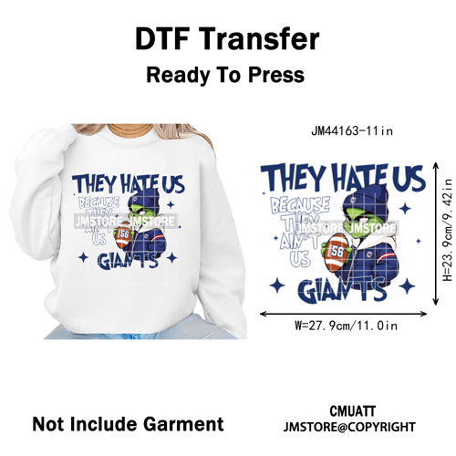 Football They Hate Us Because They Ain't Us Game Day Sports Fan Iron on DTF Heat Transfers Stickers Ready to Press for Clothing