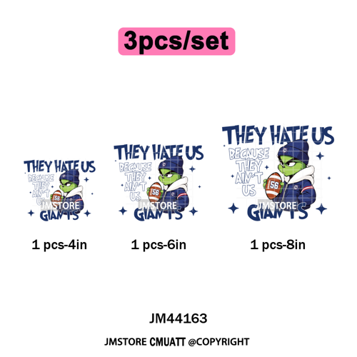 Football They Hate Us Because They Ain't Us Game Day Sports Fan Iron on DTF Heat Transfers Stickers Ready to Press for Clothing