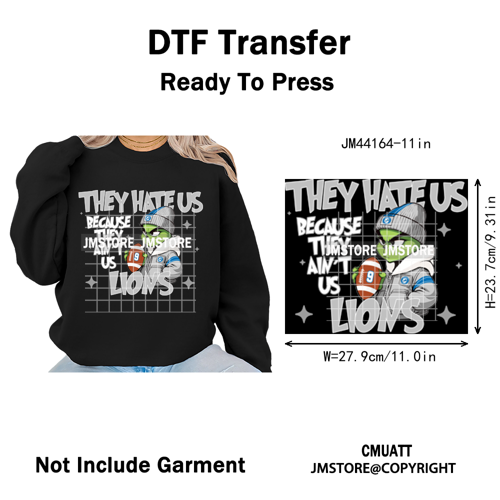 Football They Hate Us Because They Ain't Us Game Day Sports Fan Iron on DTF Heat Transfers Stickers Ready to Press for Clothing