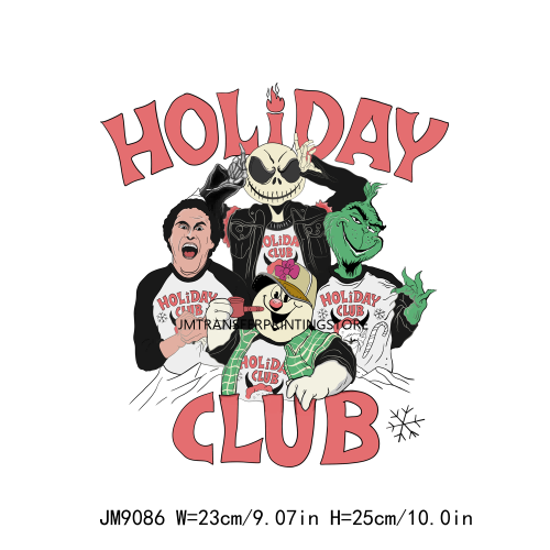 DTF Horror Scary Halloween Holiday Club Transfer Printing Stickers Ready To Press For Clothing