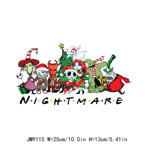 Custom Iron On DTF Nightmare Lover Christmas Design Heat Transfers Stickers Ready To Press For Clothes Accesories