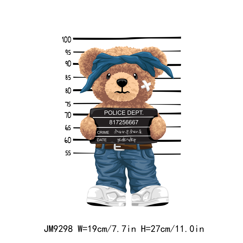 Cool Bear Lady Cartoon Character DTF Transfers