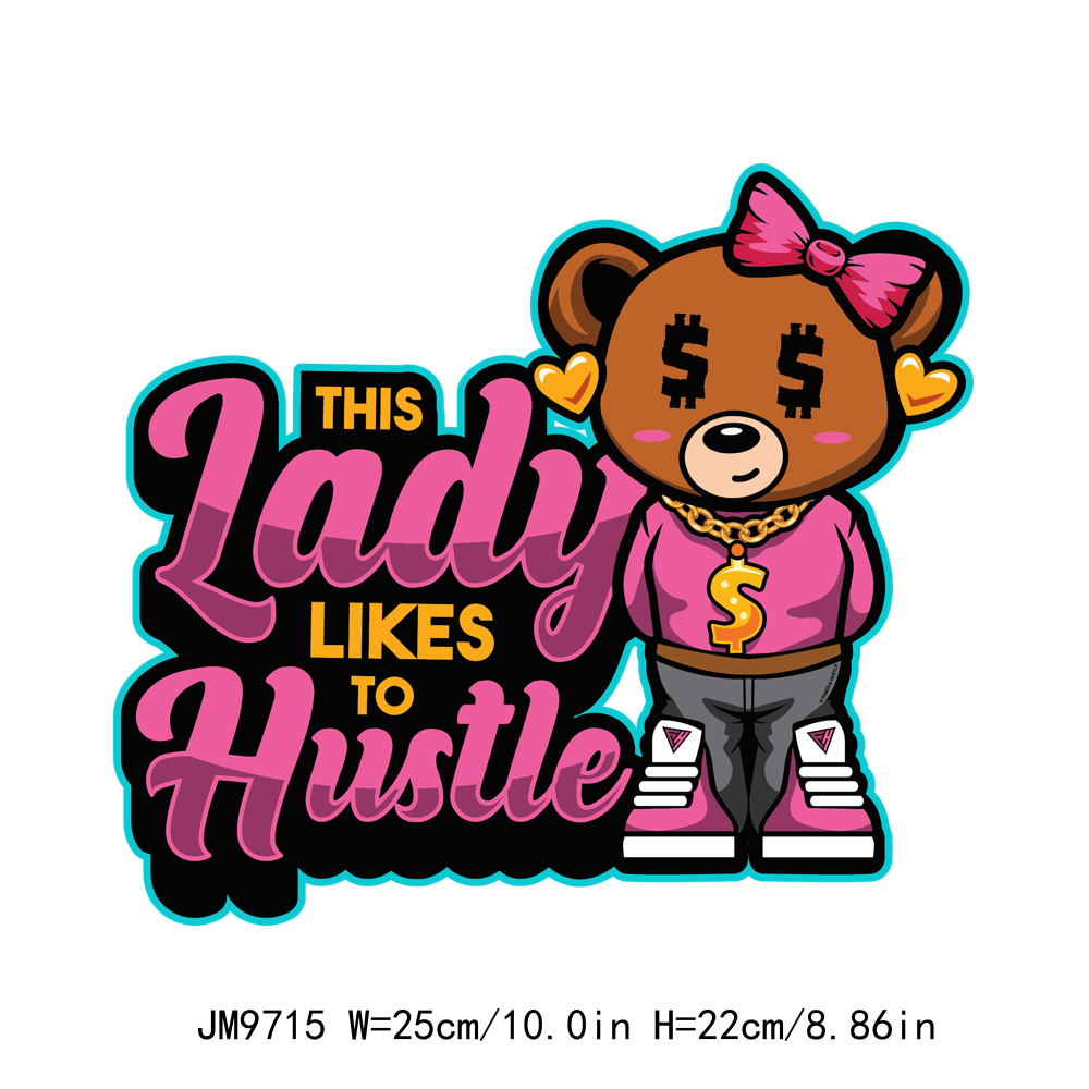 Hustle Rich Cartoon Bear DTF Transfers