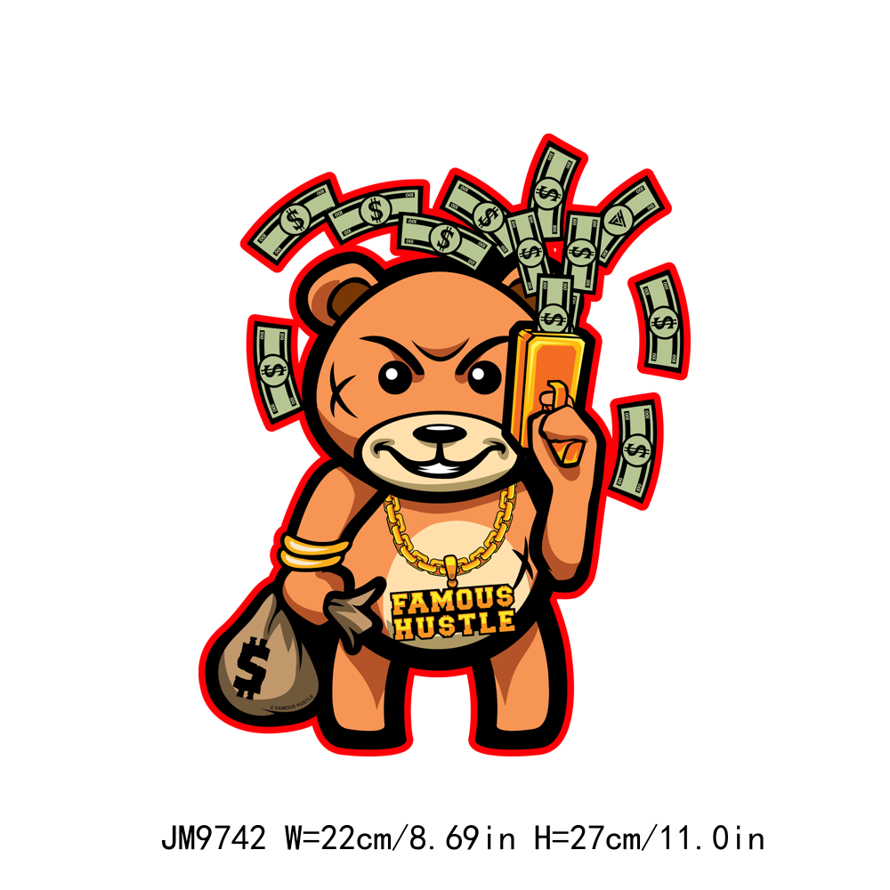 Cool Hustle Bear Money Time DTF Transfers