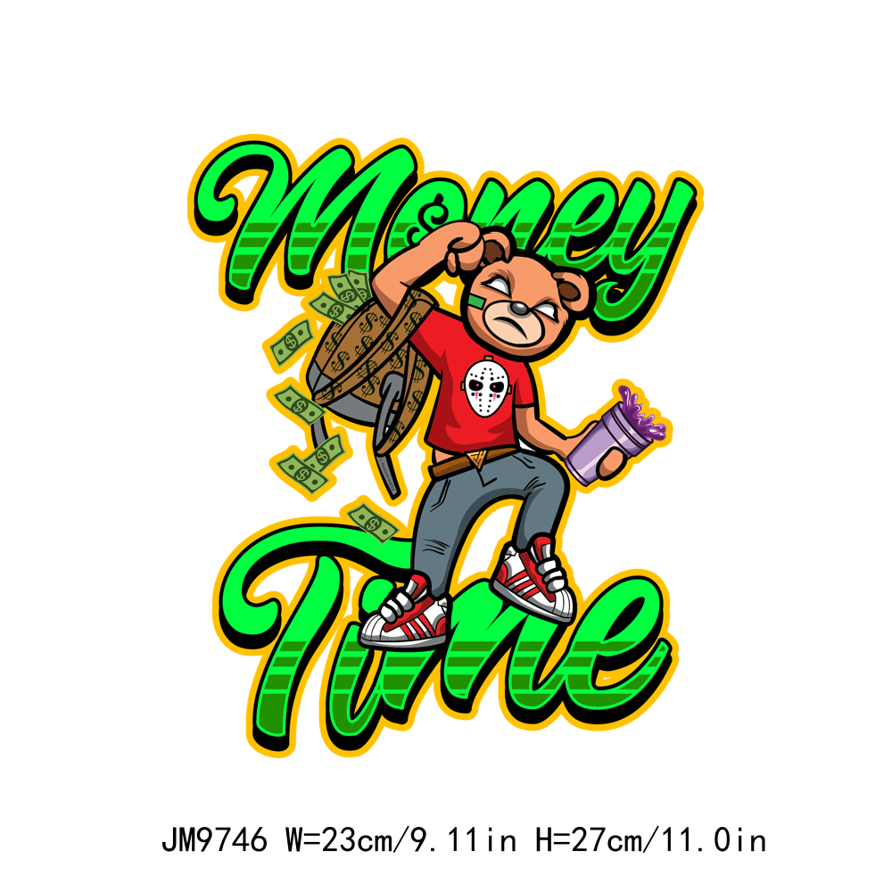 Cool Hustle Bear Money Time DTF Transfers