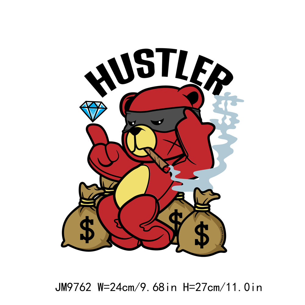 Hustle Rich Cartoon Bear DTF Transfers