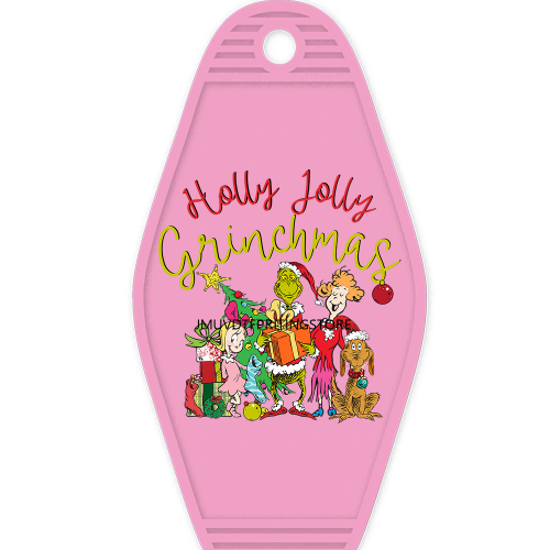 Sparkling Christmas Season Grinchy Mama High Quality Durable WaterProof UV DTF Sticker Logo For Motel Hotel Keychain