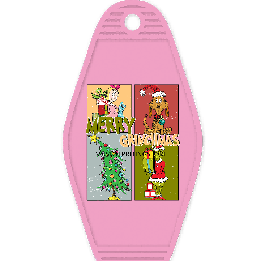 Sparkling Christmas Season Grinchy Mama High Quality Durable WaterProof UV DTF Sticker Logo For Motel Hotel Keychain