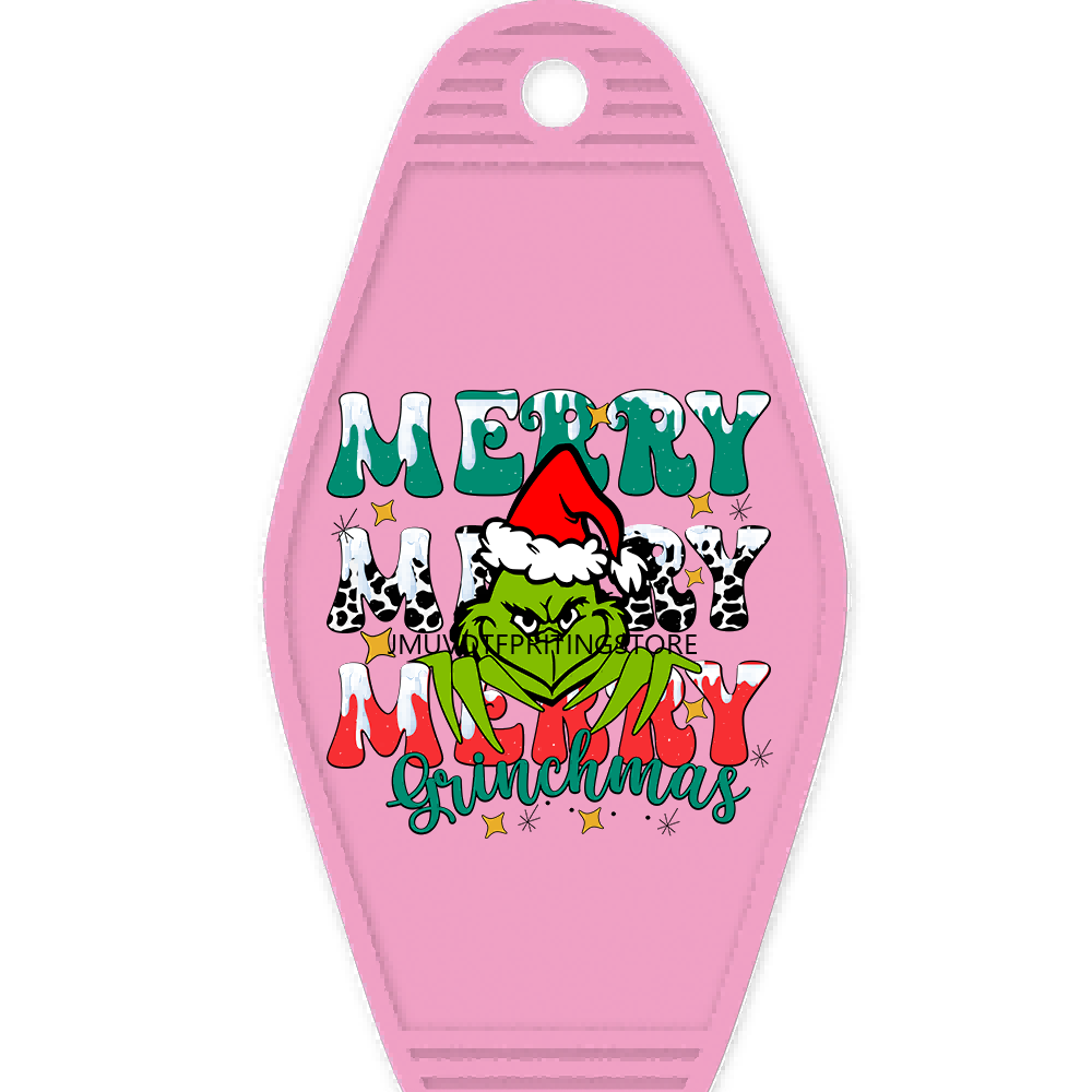 Sparkling Christmas Season Grinchy Mama High Quality Durable WaterProof UV DTF Sticker Logo For Motel Hotel Keychain