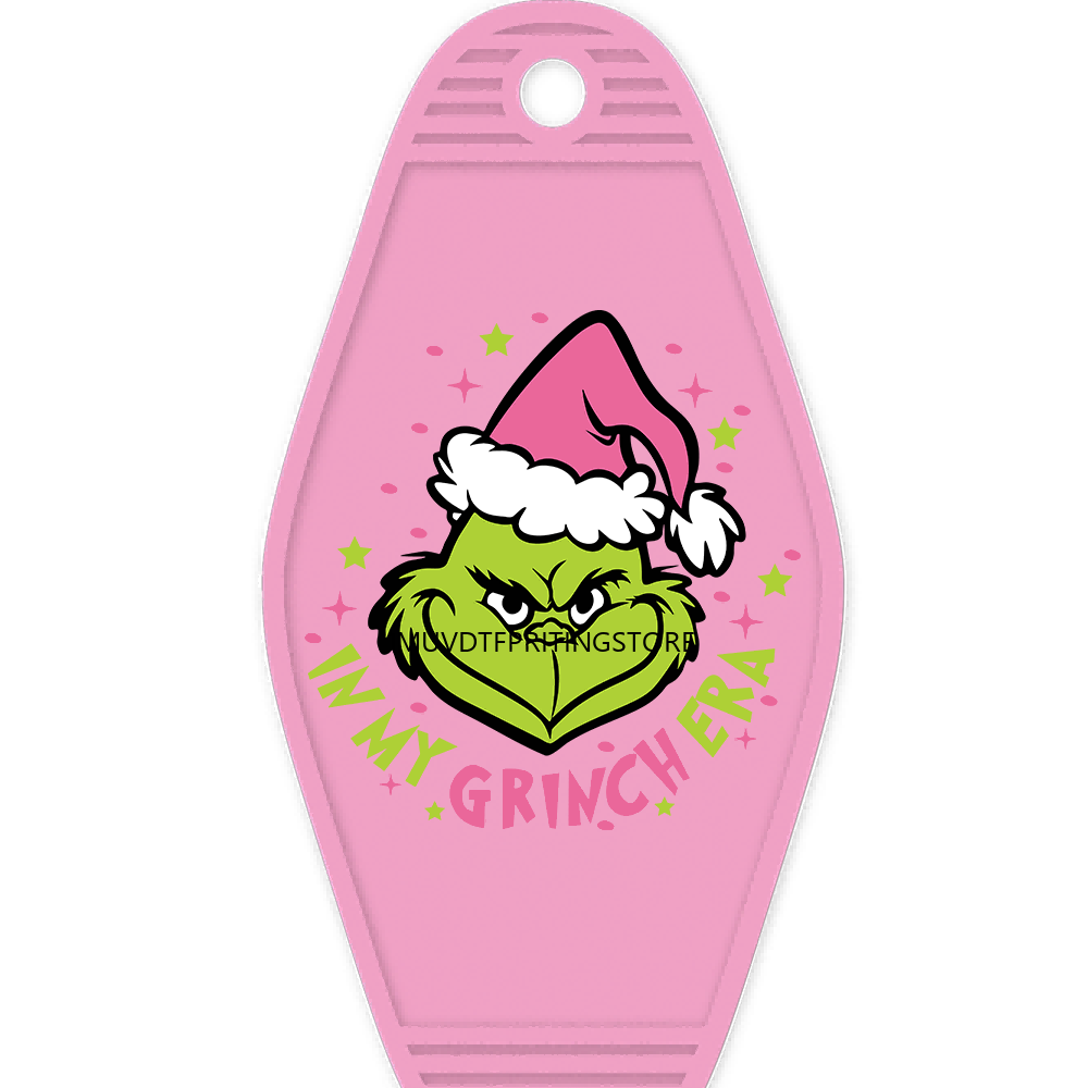 Sparkling Christmas Season Grinchy Mama High Quality Durable WaterProof UV DTF Sticker Logo For Motel Hotel Keychain