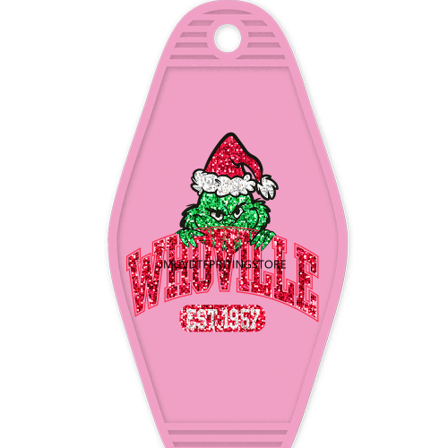 Sparkling Christmas Season Grinchy Mama High Quality Durable WaterProof UV DTF Sticker Logo For Motel Hotel Keychain