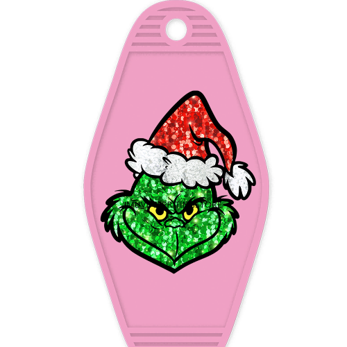 Sparkling Christmas Season Grinchy Mama High Quality Durable WaterProof UV DTF Sticker Logo For Motel Hotel Keychain