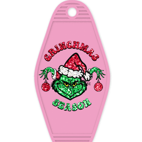 Sparkling Christmas Season Grinchy Mama High Quality Durable WaterProof UV DTF Sticker Logo For Motel Hotel Keychain