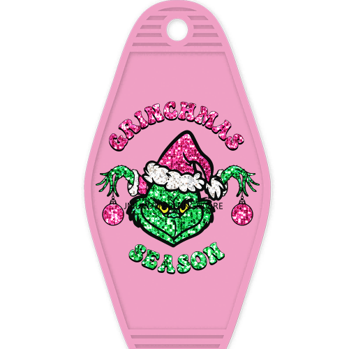 Sparkling Christmas Season Grinchy Mama High Quality Durable WaterProof UV DTF Sticker Logo For Motel Hotel Keychain