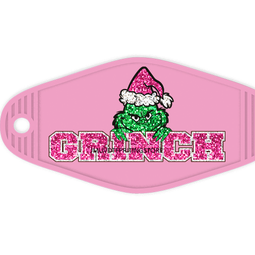 Sparkling Christmas Season Grinchy Mama High Quality Durable WaterProof UV DTF Sticker Logo For Motel Hotel Keychain