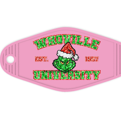 Sparkling Christmas Season Grinchy Mama High Quality Durable WaterProof UV DTF Sticker Logo For Motel Hotel Keychain