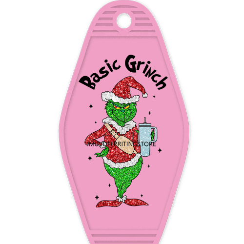 Sparkling Christmas Season Grinchy Mama High Quality Durable WaterProof UV DTF Sticker Logo For Motel Hotel Keychain