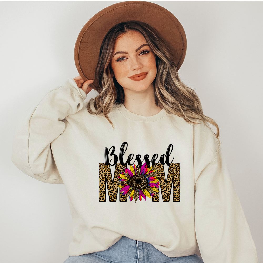 Colorful Blessed Mom Life Flower DTF Transfers