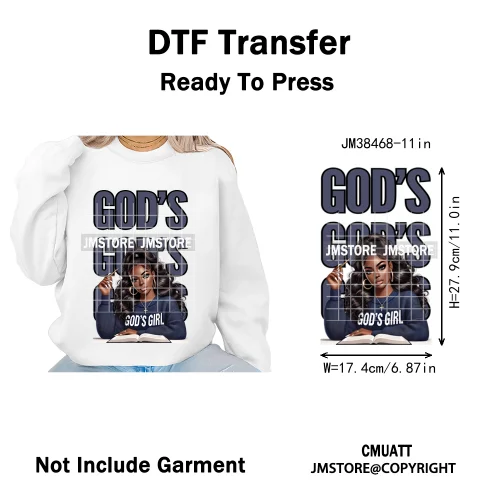Pray Jesus Faith Trust Black Woman Religious Blessed Thermal Designs Iron on DTF Transfers Stickers Ready to Press for Clothes