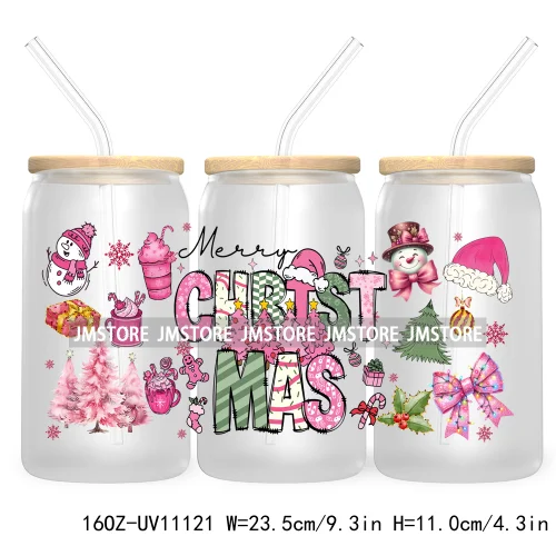 Just A Girl Who Loves Christmas UV DTF Cup Wrap For Libbey Glass Can Transfer Stickers Waterproof Custom Labels Tis The Season