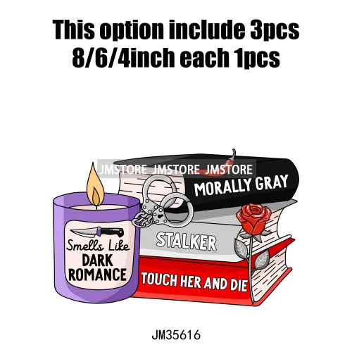Smells Like Dark Romance Book Club Bookish Positive Quotes Iron on DTF Washable Transfers Stickers Ready to Press for Clothing